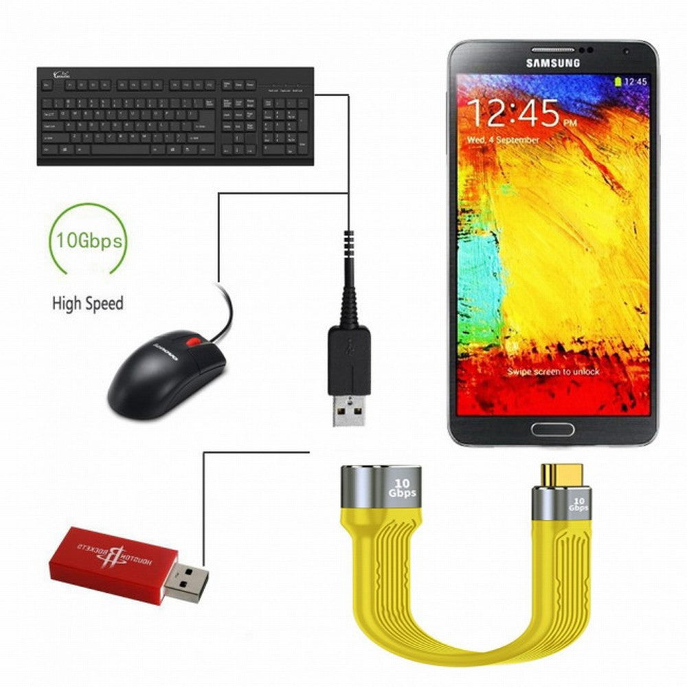 Yellow USB 3.1 Type C Male Host to USB3.0 Type A Female OTG Flat Slim FPC Data Cable for Laptop Phone UC-063-0.13Y