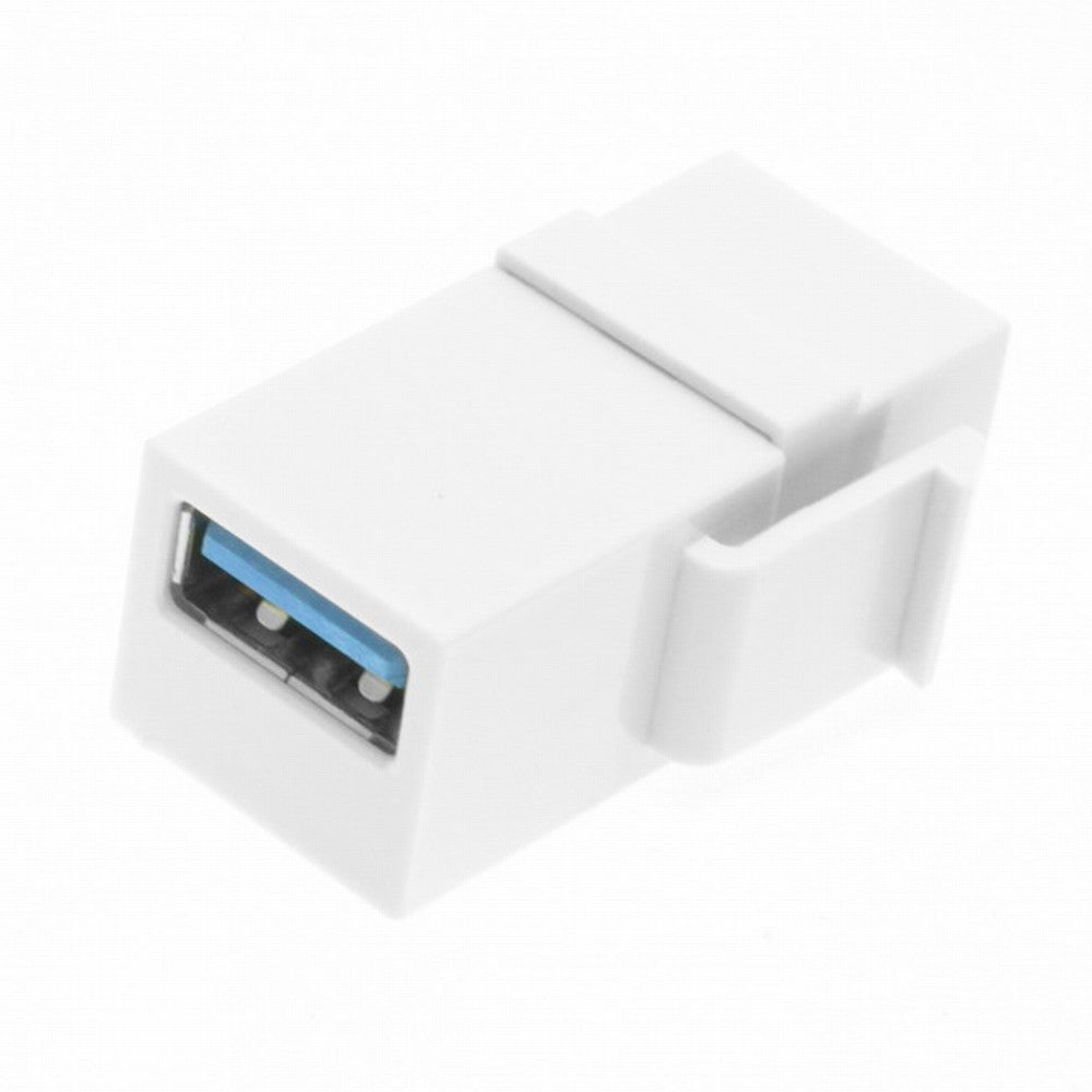 USB 3.0 A Female to A Female Extension Keystone Jack Coupler Adapter for Wall Plate Panel USB Cable U3-059-WH