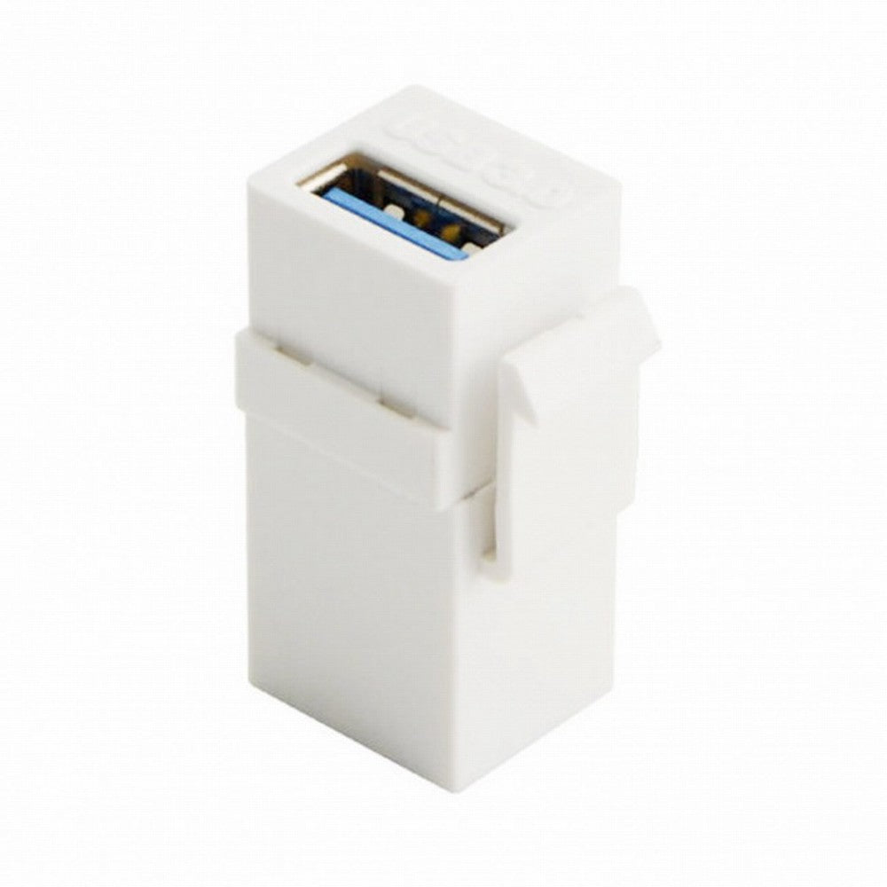 USB 3.0 A Female to A Female Extension Keystone Jack Coupler Adapter for Wall Plate Panel USB Cable U3-059-WH