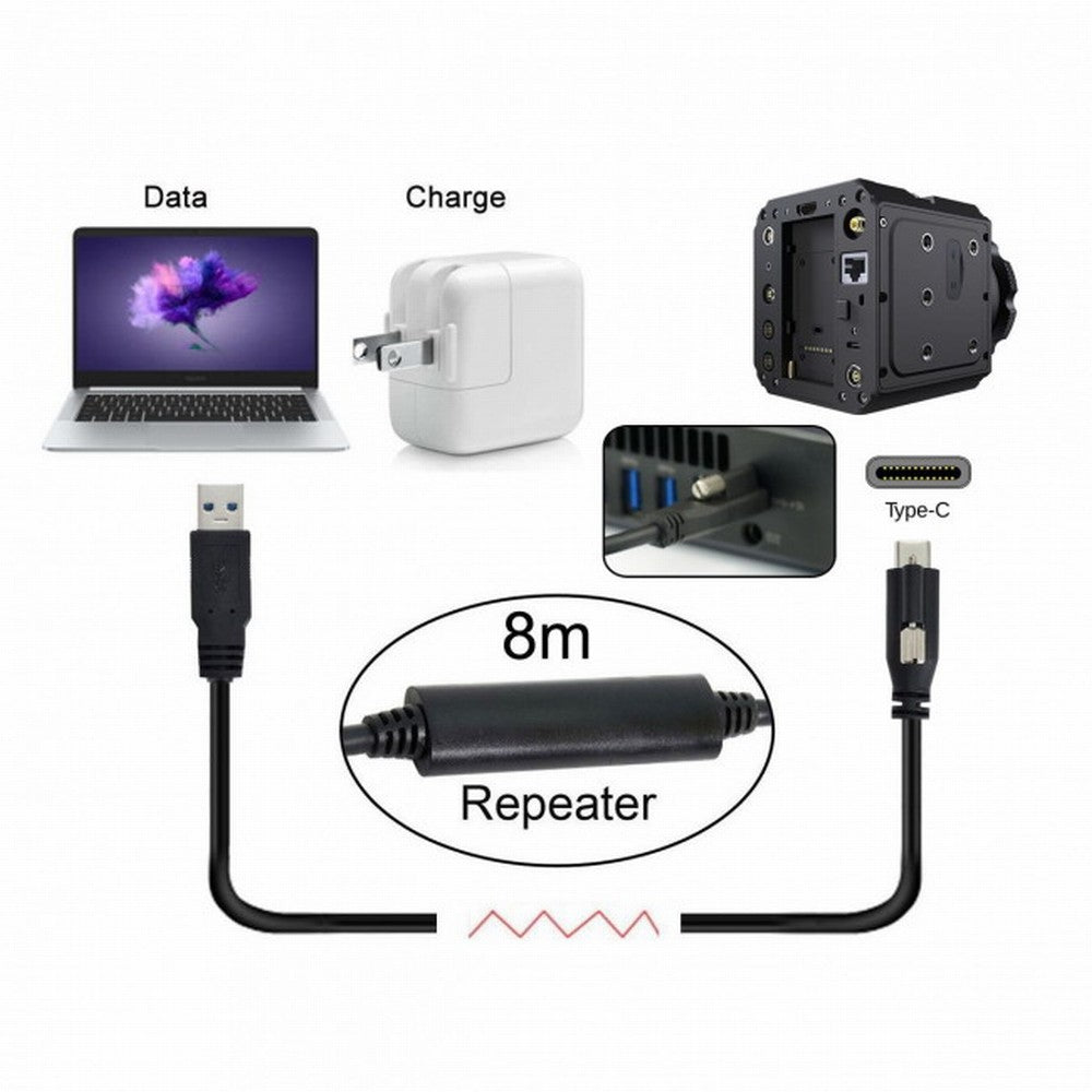 8m USB 3.1 Type-C Single Screw Locking to USB3.0 Data Cable Mount Type for Industrial Camera Recorder Laptop PC Disk UC-045-8.0M