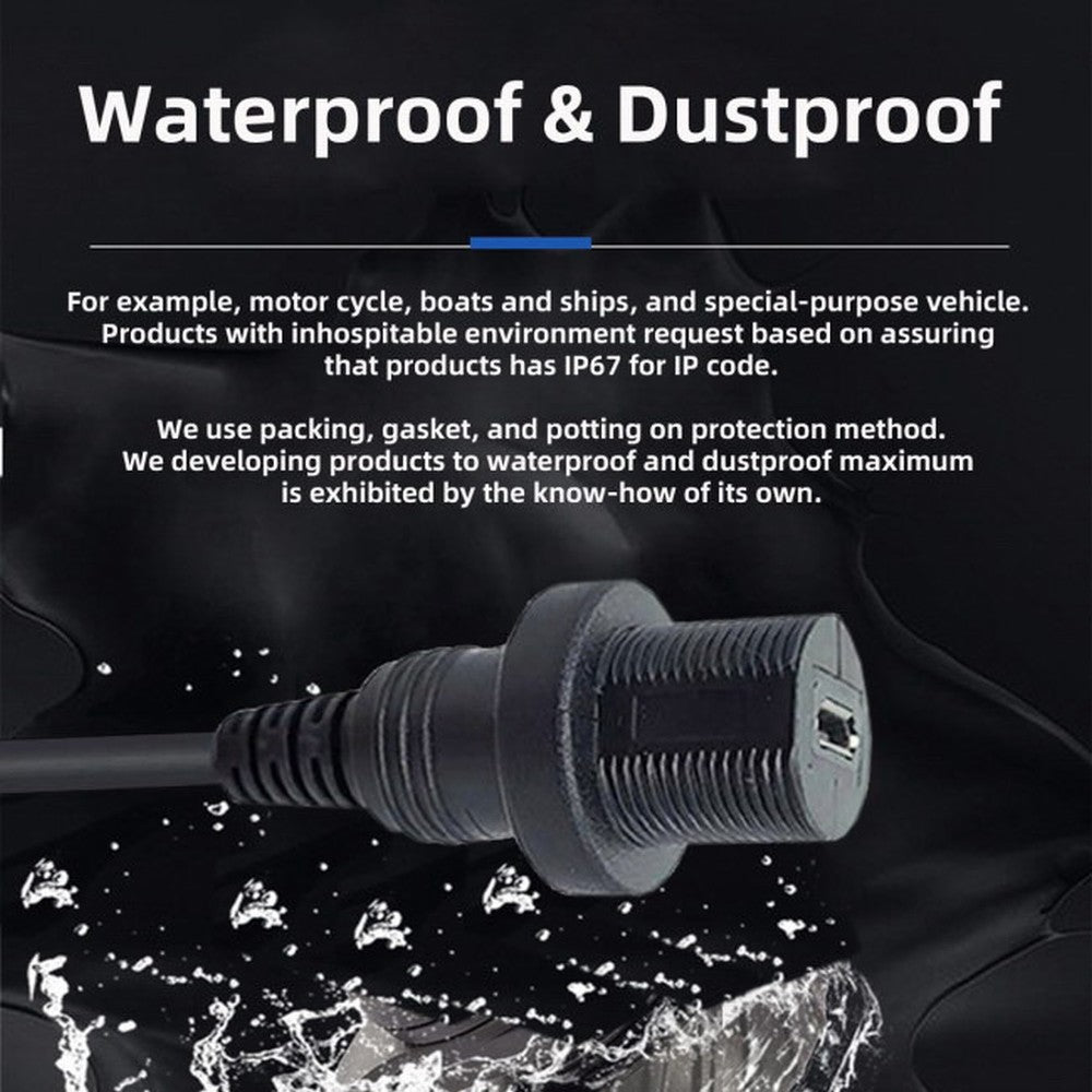 1m Waterproof Dustproof 480Mbps Micro USB2.0 5Pin Male to Female Extension Data Power Cable Car Panel Mount Design U2-003-1.0M