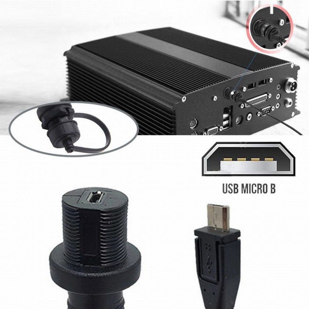 1m Waterproof Dustproof 480Mbps Micro USB2.0 5Pin Male to Female Extension Data Power Cable Car Panel Mount Design U2-003-1.0M