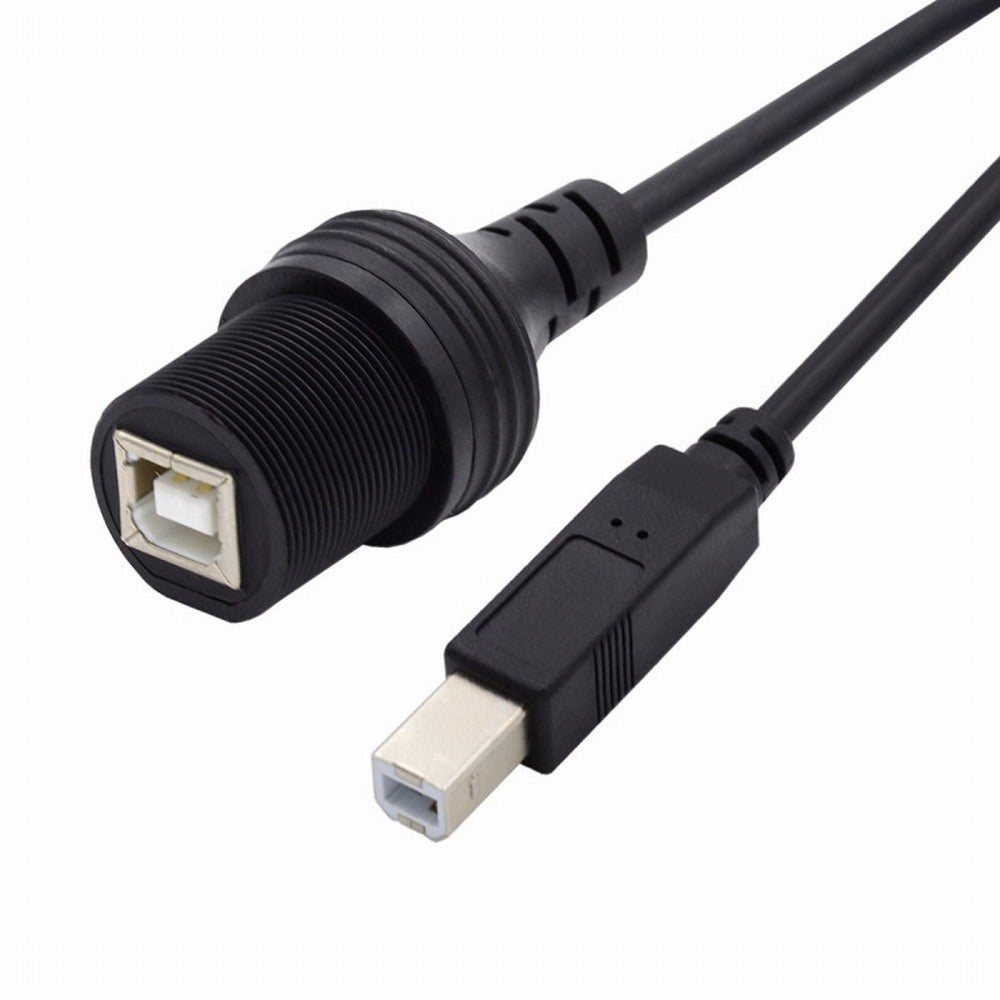 1m Waterproof Dustproof 480Mbps USB2.0 Standard B Type Male to Female Extension Data Power Cable Car Panel Mount Design U2-022-1.0M