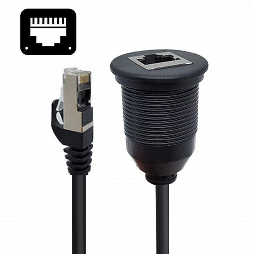 1m Waterproof Dustproof Screw Locking CAT6 RJ45 Male to Female Lan Ethernet Network Extension Cable Car Panel Mount Design UT-017-1.0M