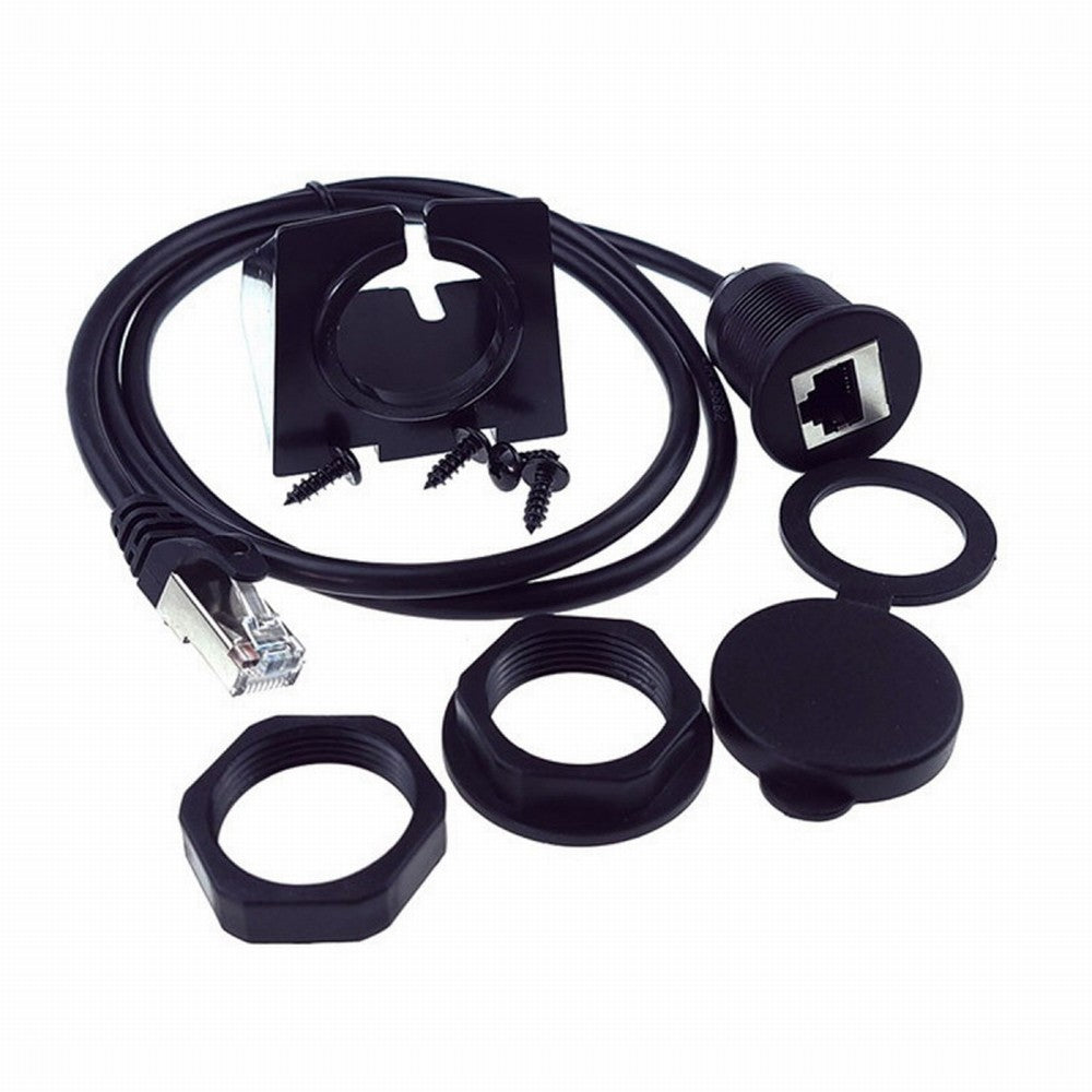 1m Waterproof Dustproof Screw Locking CAT6 RJ45 Male to Female Lan Ethernet Network Extension Cable Car Panel Mount Design UT-017-1.0M