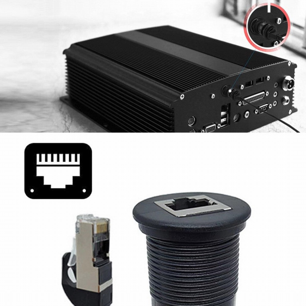 1m Waterproof Dustproof Screw Locking CAT6 RJ45 Male to Female Lan Ethernet Network Extension Cable Car Panel Mount Design UT-017-1.0M