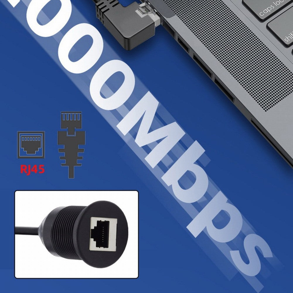 1m Waterproof Dustproof Screw Locking CAT6 RJ45 Male to Female Lan Ethernet Network Extension Cable Car Panel Mount Design UT-017-1.0M
