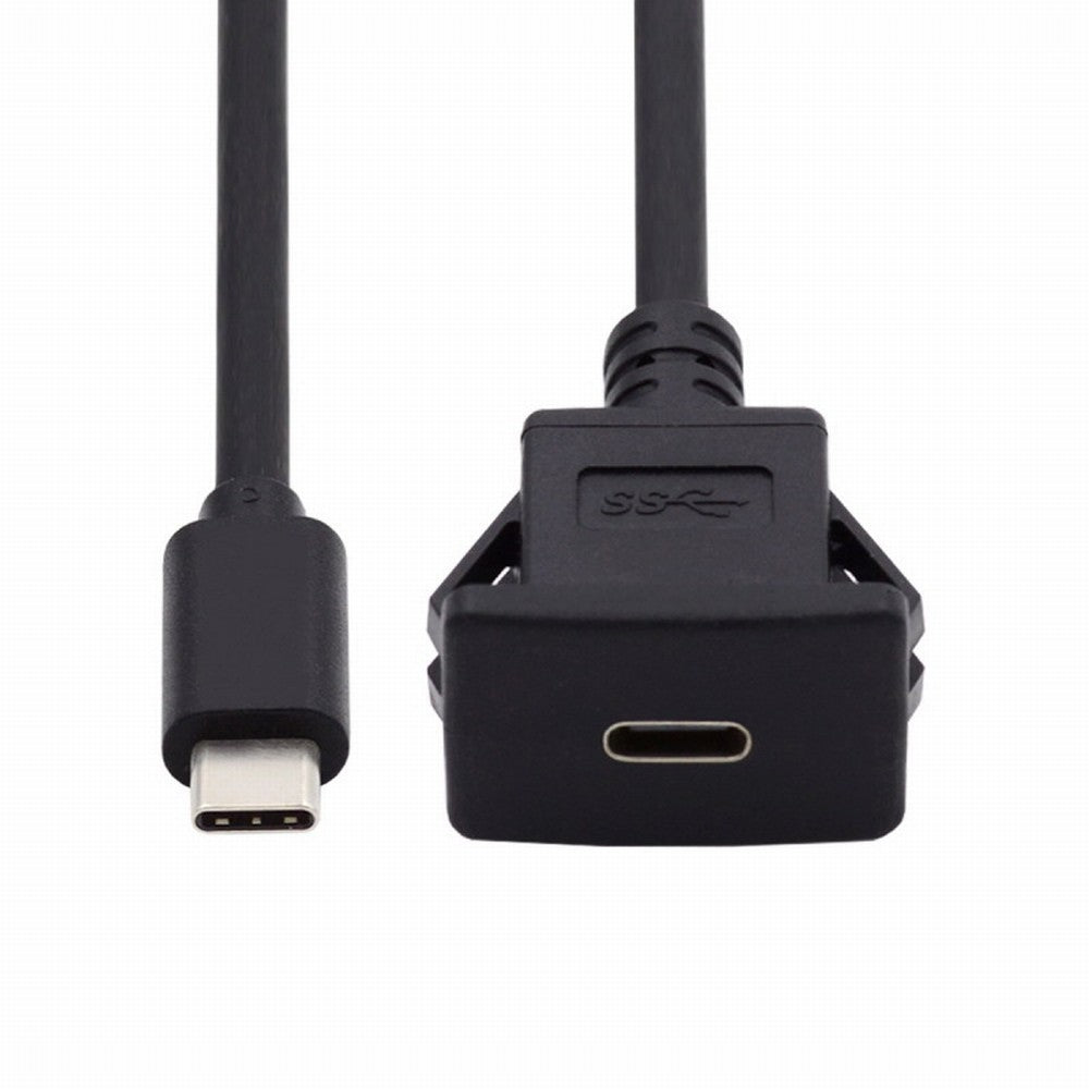 Waterproof Dustproof USB-C Type-C USB 3.1 10Gbps Extension Flush Car Latch Mount Extension Cable for Dashboard Panel UC-021-1.0M