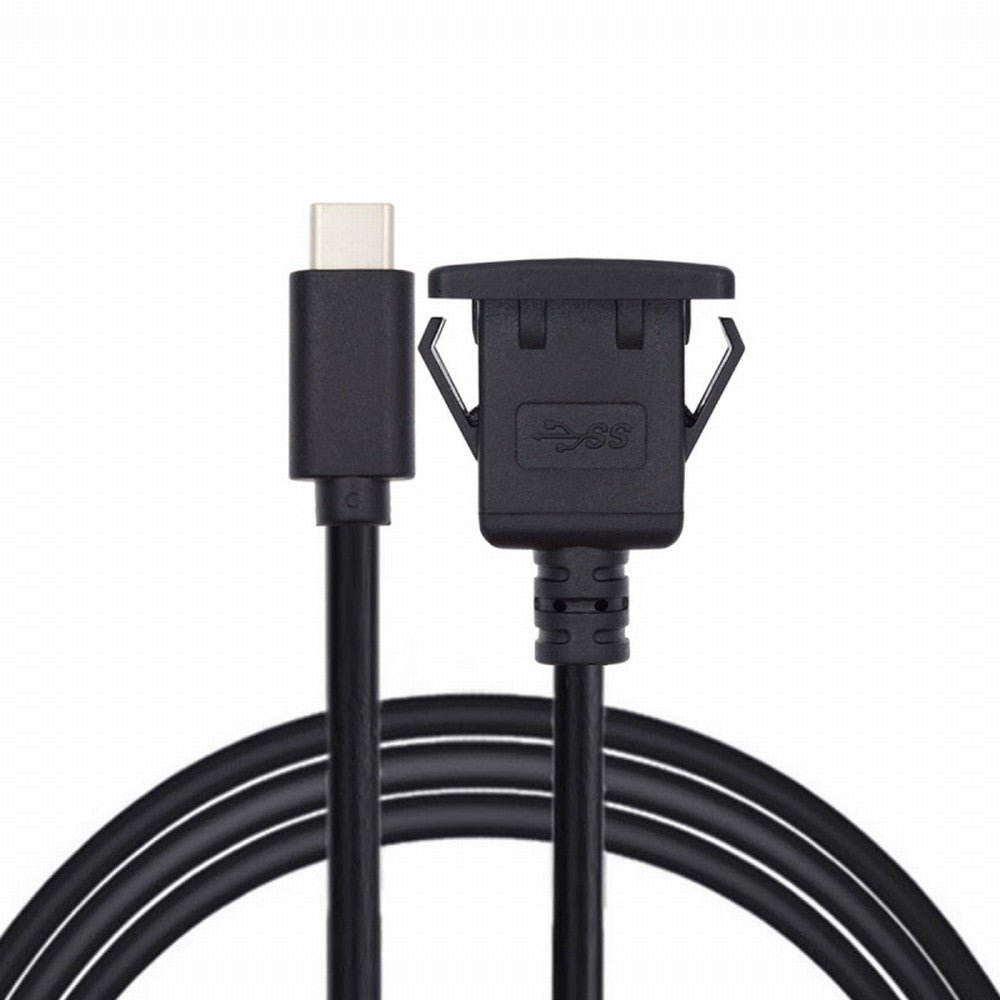 Waterproof Dustproof USB-C Type-C USB 3.1 10Gbps Extension Flush Car Latch Mount Extension Cable for Dashboard Panel UC-021-1.0M