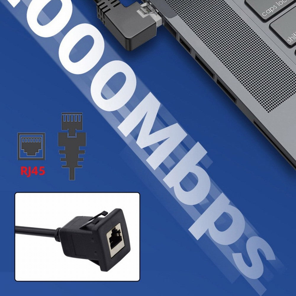 Waterproof Dustproof Latch Locking CAT6 RJ45 Male to Female Lan Ethernet Network Extension Cable Car Panel Mount Design UT-016-1.0M