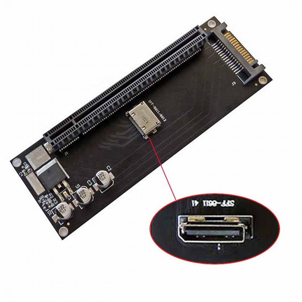 Oculink SFF-8612 SFF-8611 to PCIE PCI-Express 16x 4x Adapter with SATA Power Port for Mainboard Graphics Card SF-056