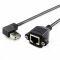Left Angled 90 Degree 8P8C FTP STP UTP Cat6 Male to Female Lan Ethernet Network Extension Cable with Panel Mount Holes UT-011-LE