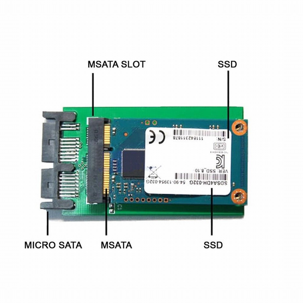 Mini PCI-E mSATA SSD to 1.8" Micro SATA 7+9 16pin Adapter Add on Cards PCBA for SSD Hard Disk SA-119