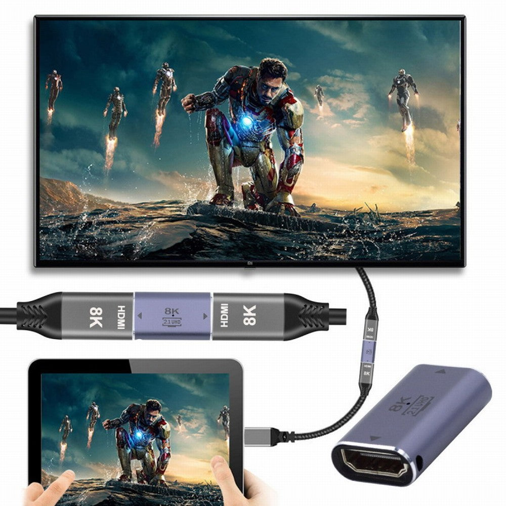 HDMI Female to HDMI 2.1 Female UHD Extension Gold Converter Adapter Support 8K 60hz HDTV HD-008-8K