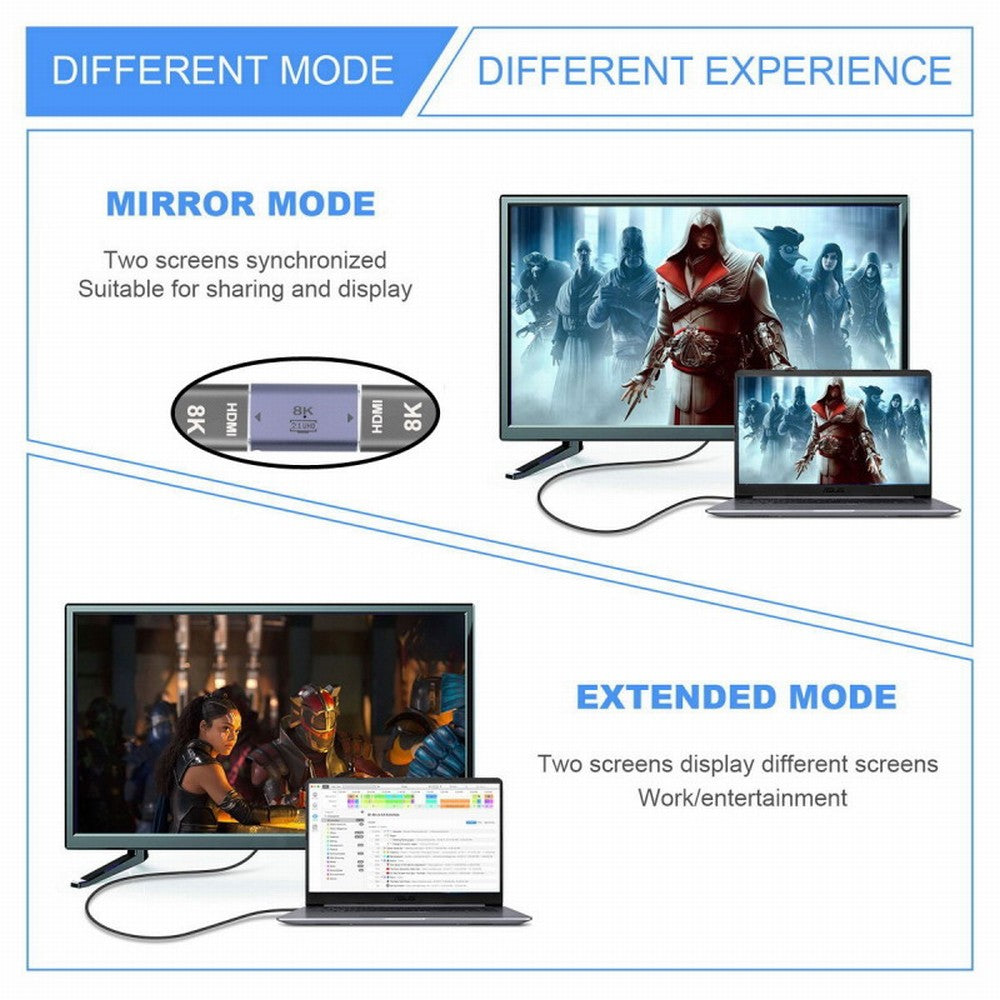HDMI Female to HDMI 2.1 Female UHD Extension Gold Converter Adapter Support 8K 60hz HDTV HD-008-8K