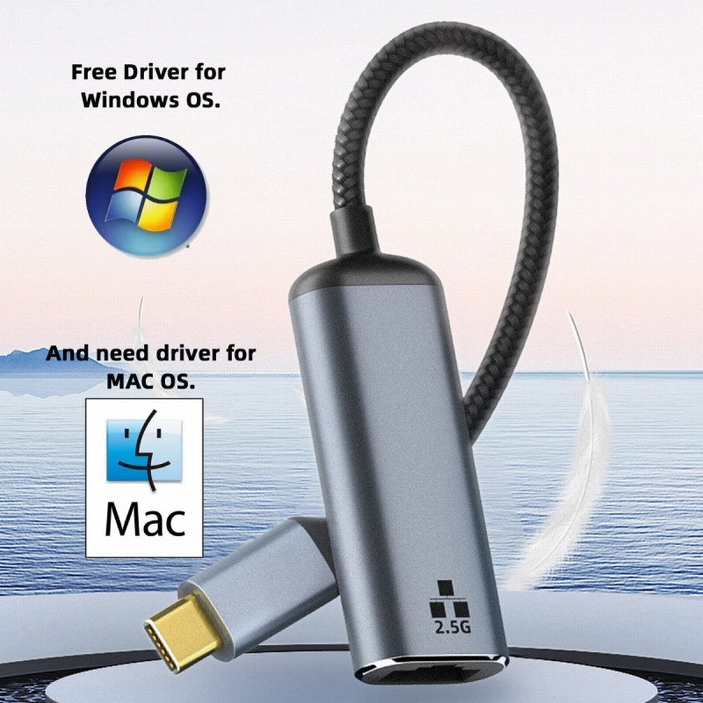USB-C Type-C USB3.1 to 2500Mbps 2.5Gbps GBE Gigabit Ethernet Network LAN Cable Adapter for Laptop UC-006-GBE