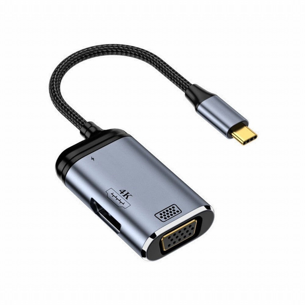 USB-C Type C to HDMI VGA Converter HDTV Multiport Displays Adapter 4K 60hz 1080p with Female PD 100W Power Port UC-027-Y001