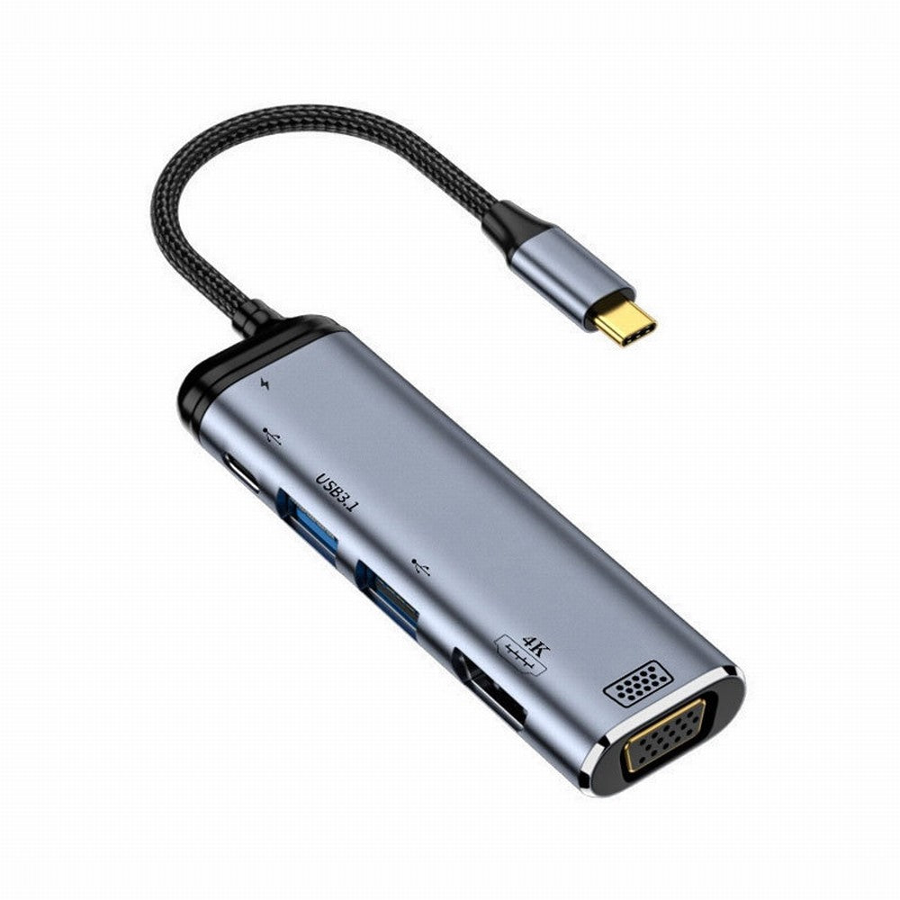 USB-C Type C to HDMI VGA Dual USB 3.0 HUB Converter HDTV Multiport Adapter 4K 60hz 1080p with Female PD 100W Power Port UC-027-Y002