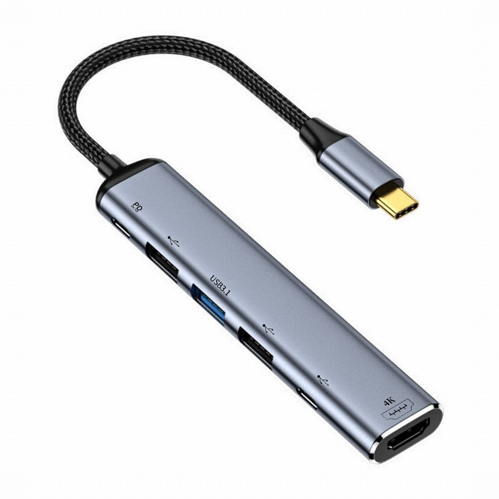 USB-C Type C to HDMI 4K Dual USB 3.0 HUB Converter HDTV Multiport Adapter 60hz with Female 100W PD Power Port UC-027-Y004