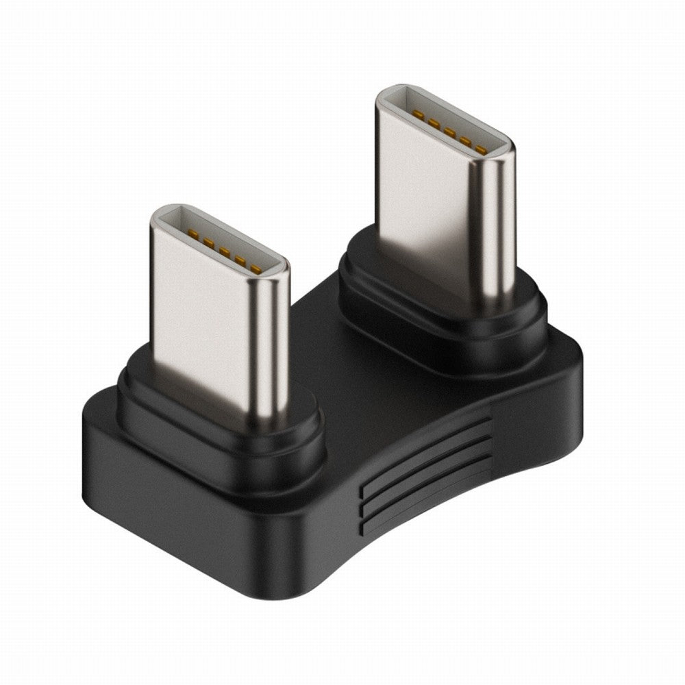 480Mbps USB-C Type C Male to Male Coupler Extender Power Data Adapter Opposite U Shape Back Angled for Power Bank Phone Laptop UC-009-MM