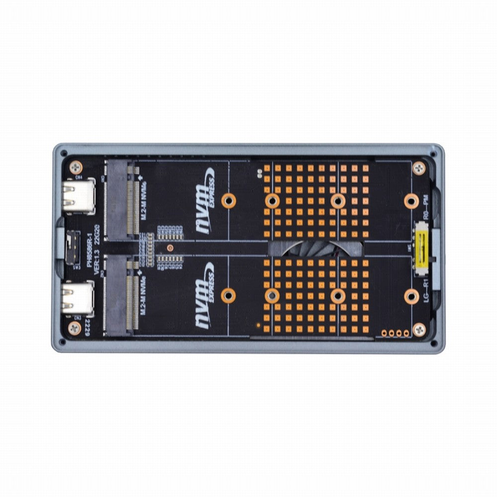 Dual NVME M.2 NGFF M-Key to USB-C Type-C Raid0 Raid1 JBOD Big Enclosure 20Gbps with Fan Raid0 Hyper Adapter UC-031