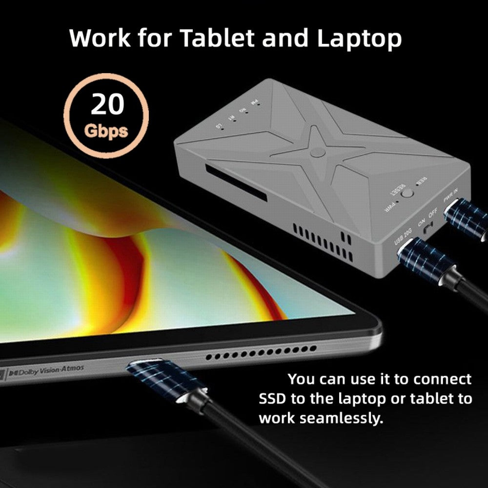 Dual NVME M.2 NGFF M-Key to USB-C Type-C Raid0 Raid1 JBOD Big Enclosure 20Gbps with Fan Raid0 Hyper Adapter UC-031