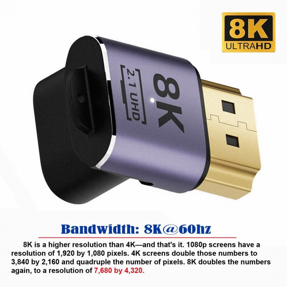 HDMI Male to HDMI 2.1 Female Vertical 90 Degree Up Angled UHD Extension Adapter Support 8K 60hz HDTV HD-011-A8K05