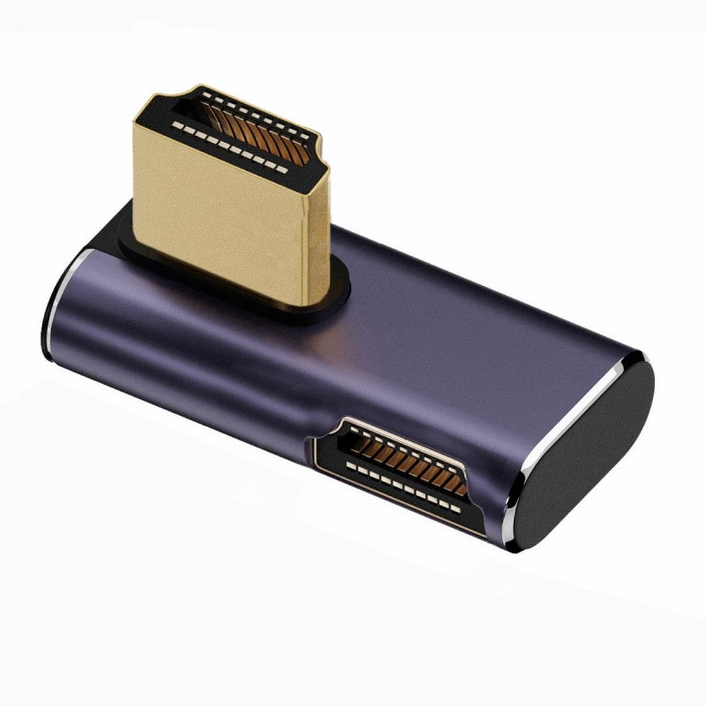 HDMI Male to HDMI 2.1 Female Vertical 90 Degree Right Up Angled Low Profile UHD Extension Adapter Support 8K 60hz HDTV HD-011-A8K08