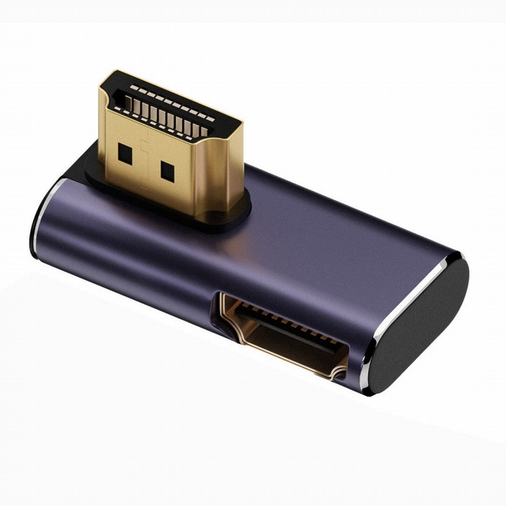 HDMI Male to HDMI 2.1 Female Vertical 90 Degree Left Down Angled Low Profile UHD Extension Adapter Support 8K 60hz HDTV HD-011-A8K09