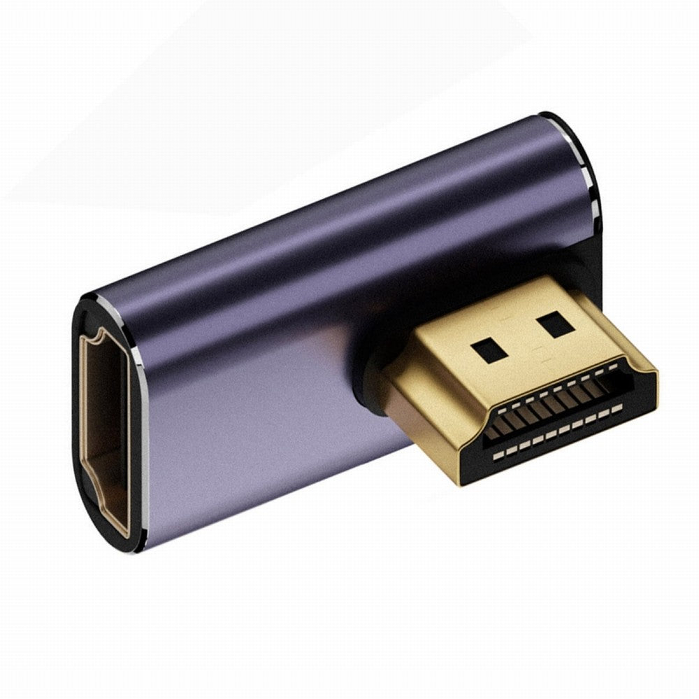HDMI Male to HDMI 2.1 Female Vertical 90 Degree Left Angled Low Profile UHD Extension Adapter Support 8K 60hz HDTV HD-011-A8K10