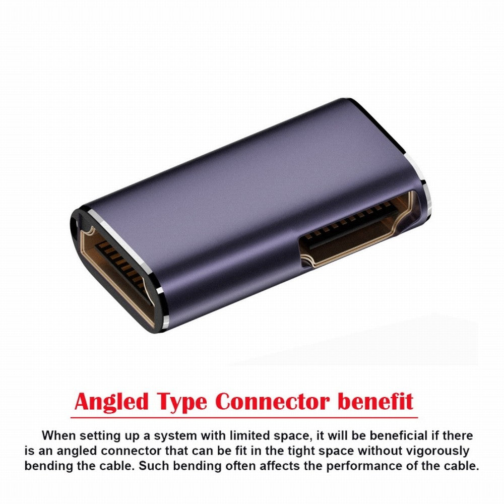 HDMI Female to HDMI 2.1 Female 90 Degree Angled UHD Extension Gold Converter Adapter Support 8K 60hz HDTV HD-011-A8K13
