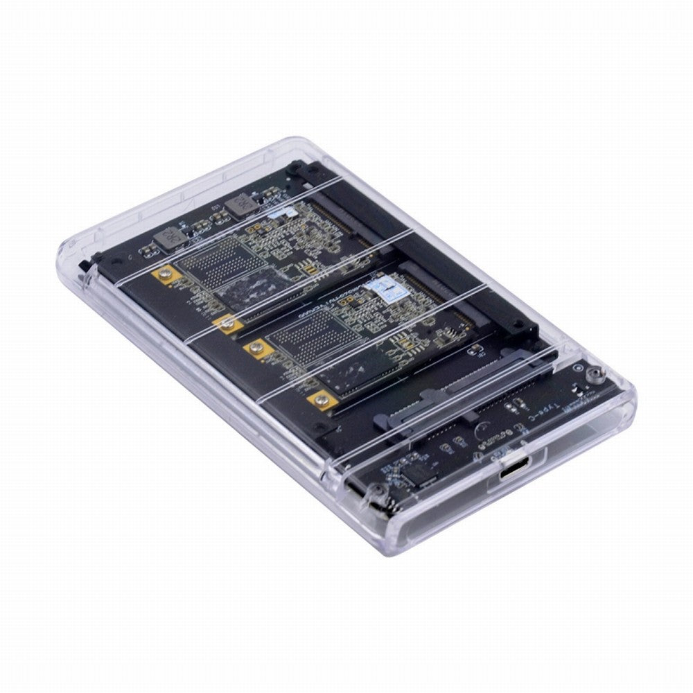 Dual MSATA Mini-SATA SSD Card JBOD Raid0 Span Bridge to USB3.0 Type-C USB-C 2.5inch SATA Combo Enclosure SA-049+UC-079-WH
