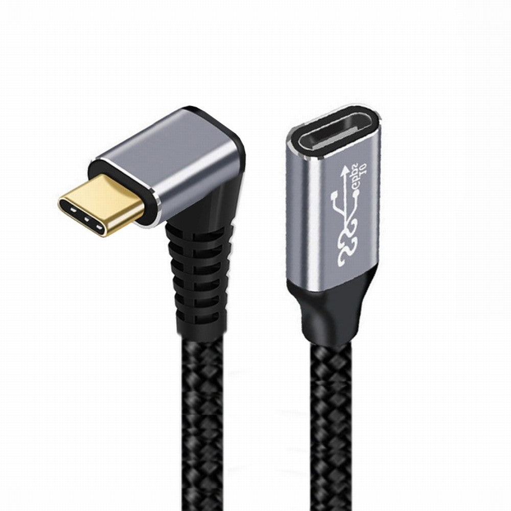 Up Down Angled USB-C USB 3.1 Type C Male to Female Extension Data Cable 10Gbps 100W with Sleeve for Laptop CC-UC-058-UP