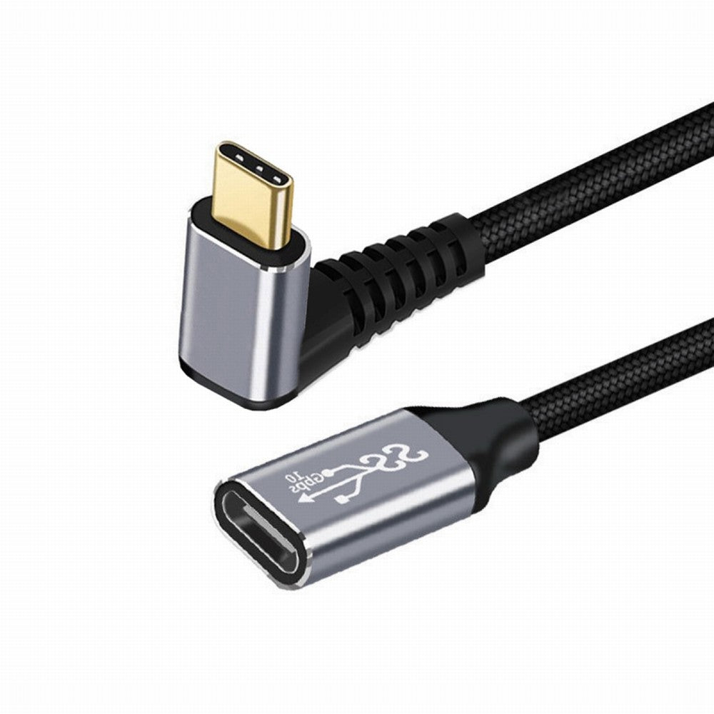 Up Down Angled USB-C USB 3.1 Type C Male to Female Extension Data Cable 10Gbps 100W with Sleeve for Laptop CC-UC-058-UP