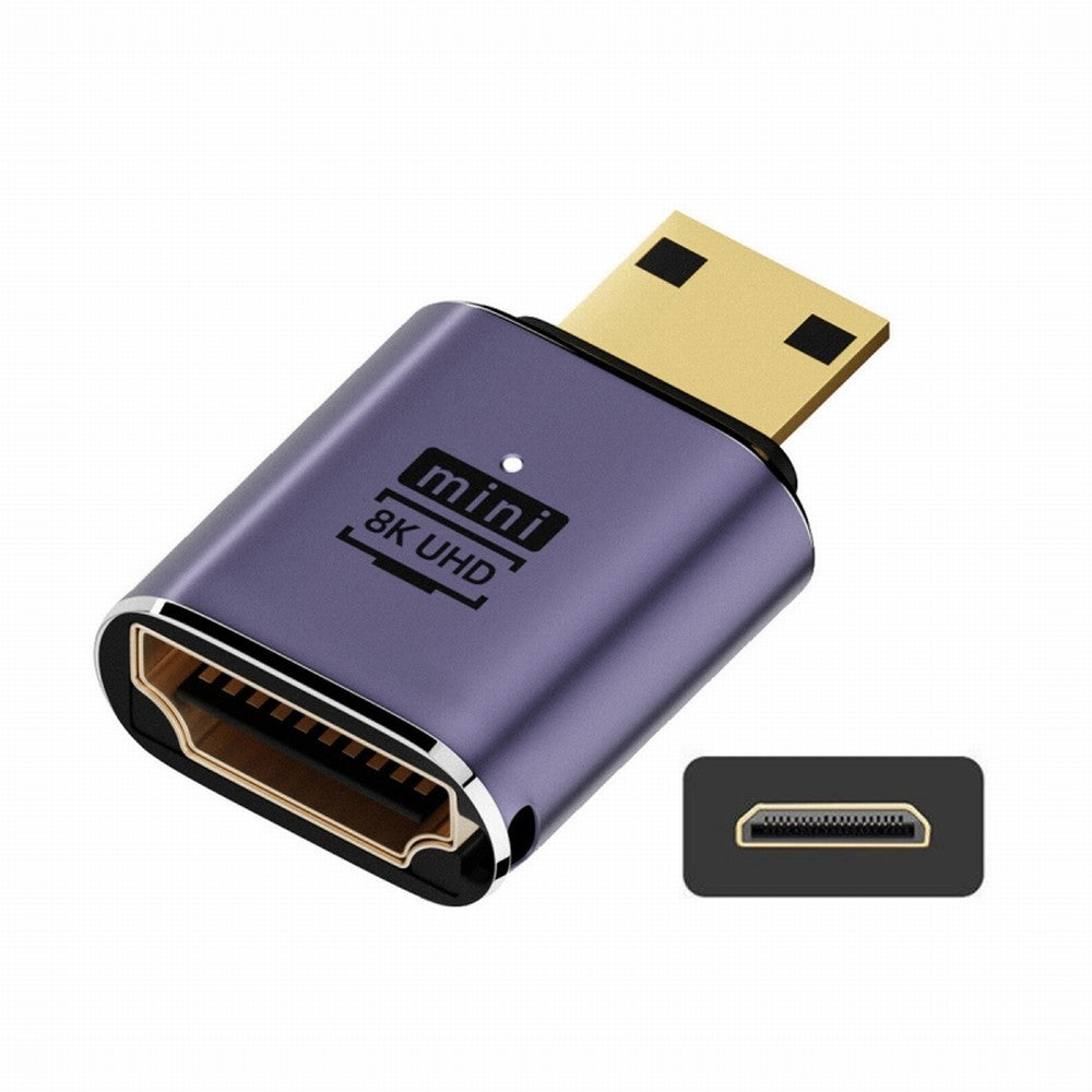 Mini HDMI Male to HDMI 2.1 Female UHD Extension Gold Converter Adapter Support 8K 60hz HDTV HD-038-C8K01