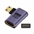 Left Angled Mini HDMI Male to HDMI 2.1 Female UHD Extension Gold Converter Adapter Support 8K 60hz HDTV HD-038-C8K03