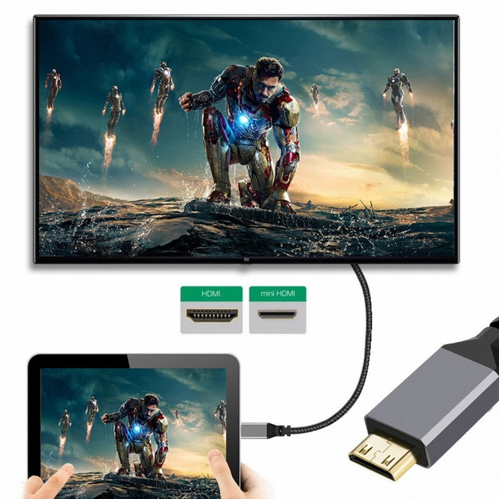 4K Type-C MINI HDMI 1.4 Male to HDMI Female Extension Cable for DV MP4 Camera DC Laptop HD-004-BK
