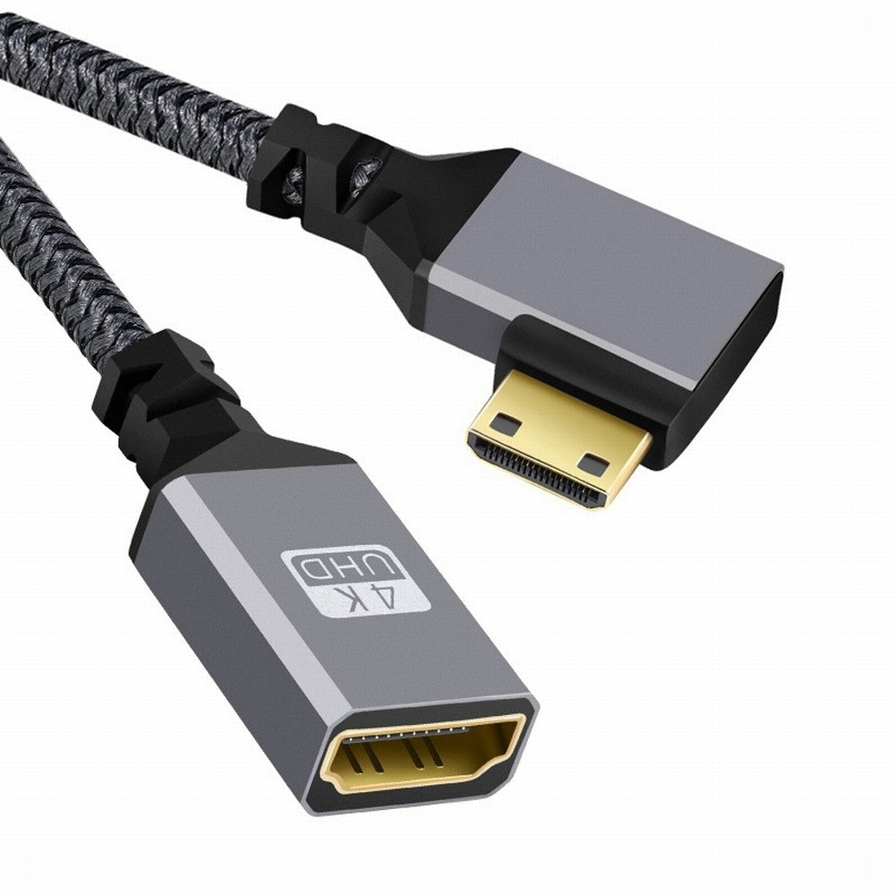 4K Type-C MINI HDMI 1.4 Male 90 Degree Right Angled to HDMI Female Extension Cable for DV MP4 Camera DC Laptop HD-004-RI