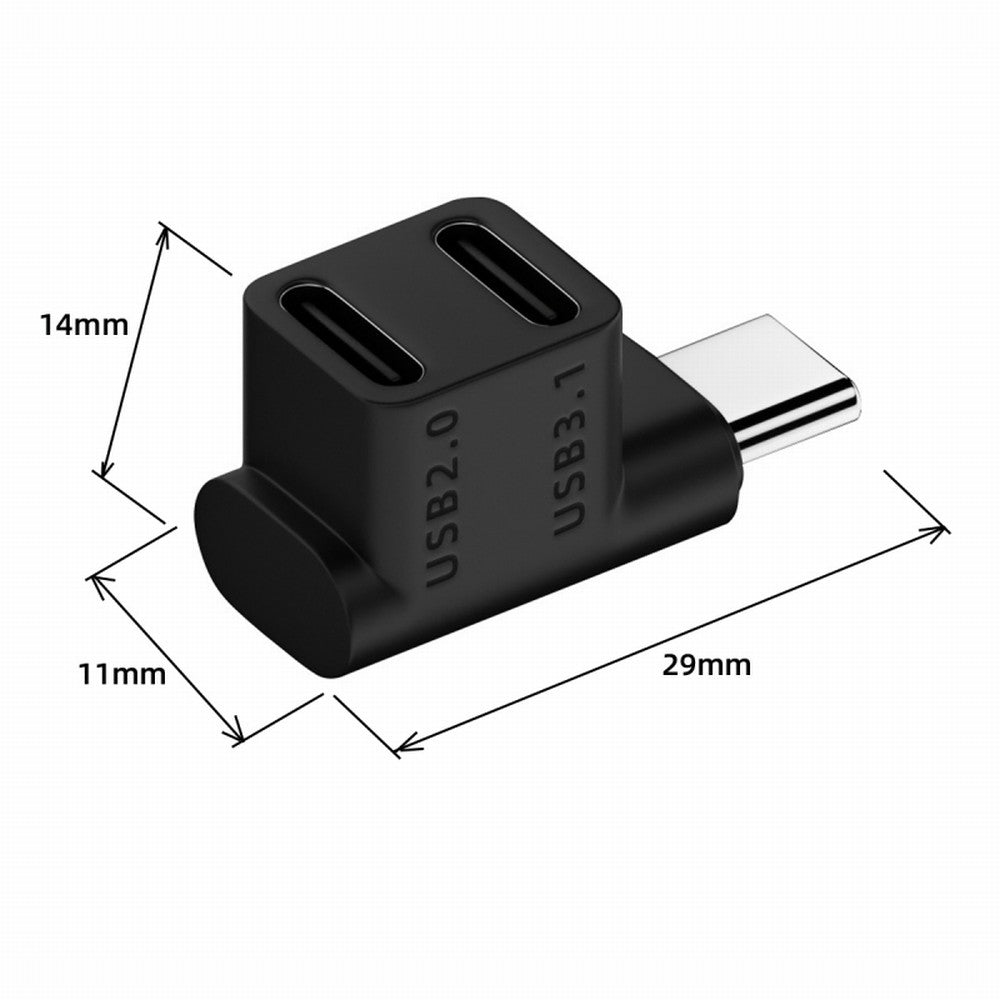 10Gbps USB3.1 Type C Male to Dual Female Power Data Splitter Adapter Up Angled Compatible with Steam Deck Laptop UC-068-2F