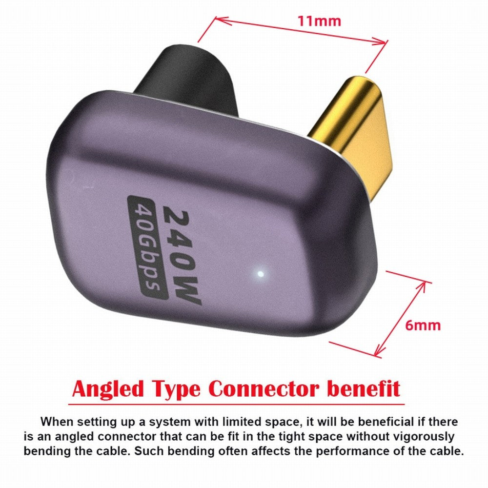 USB4 Type C Male to Female 240W Power 40Gbps Data 8K Video Adapter Opposite U Shape Back Angled for NS Phone Laptop UC-025-OS