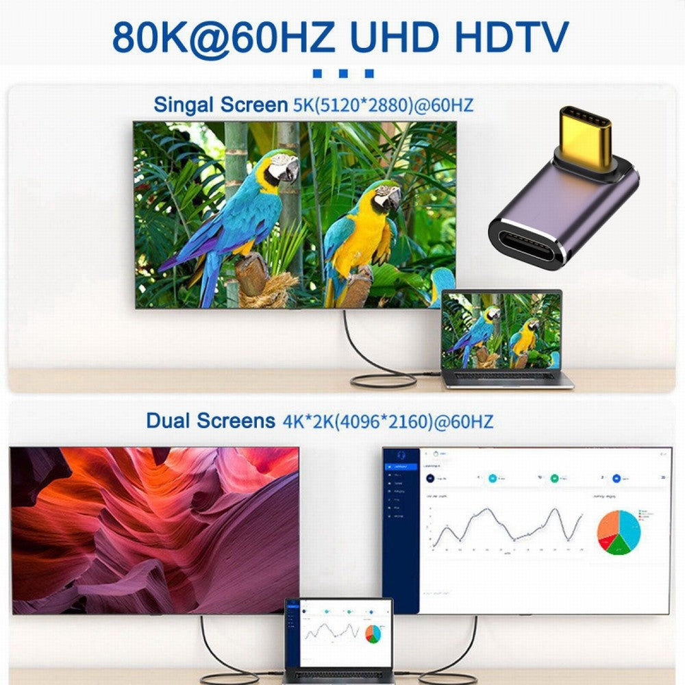 USB4 Type C Male to Female 240W Power 40Gbps Data 8K Video Adapter Up Down Angled for NS Phone Laptop UC-025-UP