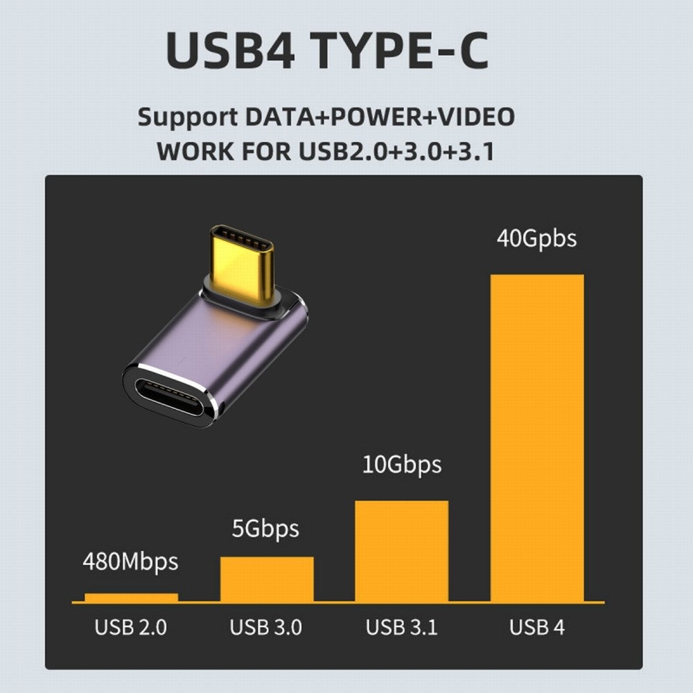 USB4 Type C Male to Female 240W Power 40Gbps Data 8K Video Adapter Up Down Angled for NS Phone Laptop UC-025-UP