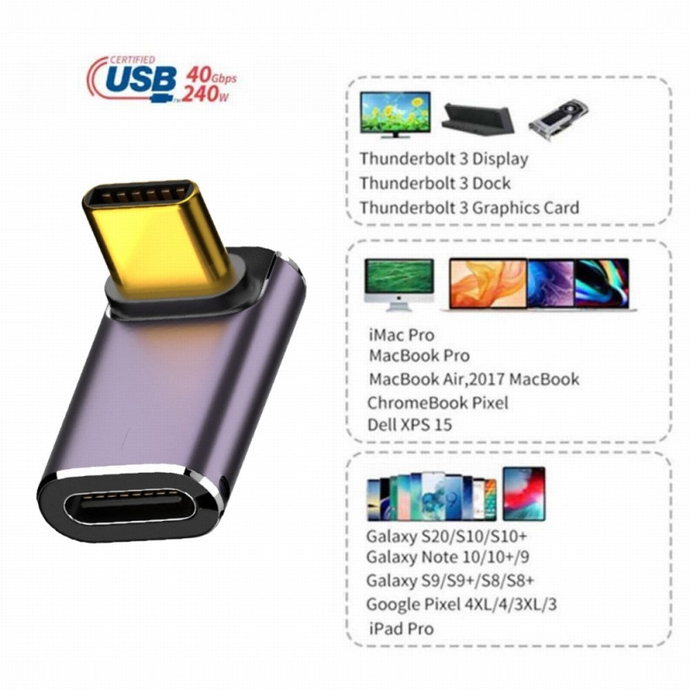 USB4 Type C Male to Female 240W Power 40Gbps Data 8K Video Adapter Up Down Angled for NS Phone Laptop UC-025-UP