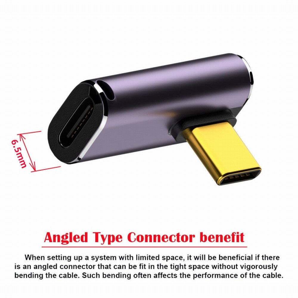 USB4 Type C Male to Female 240W Power 40Gbps Data 8K Video Adapter Low Profile Left Right Angled for NS Phone Laptop UC-025-LP