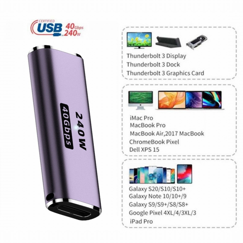 USB4 Type C Female to Female 240W Power 40Gbps Data 8K Video Extender Adapter for NS Phone Laptop UC-025-FF