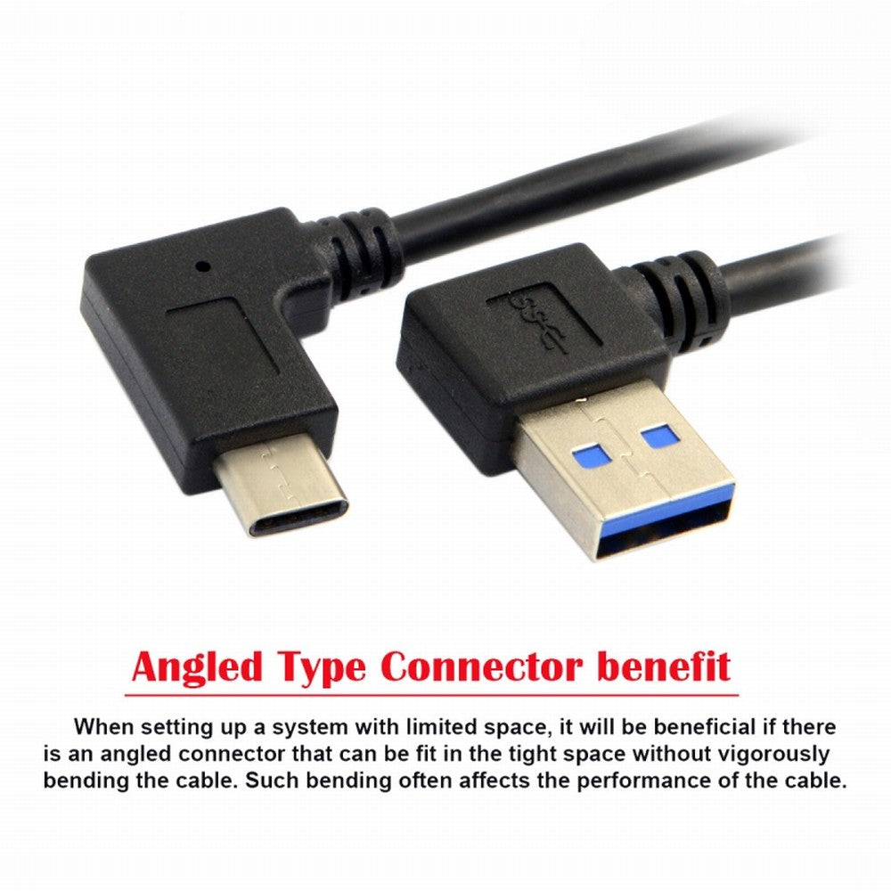 Reversible USB 3.1 USB-C Angled to 90 Degree Right Angled USB 3.0 Cable for Laptop Tablet Phone UC-089-RI
