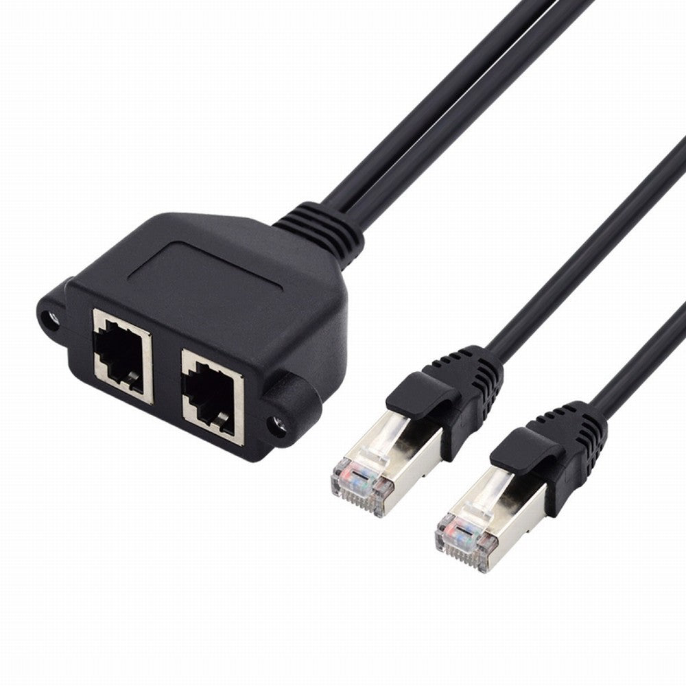Dual Ports UTP Cat6 Male to Female Lan Ethernet Network Extension Cable 8P8C FTP STP with Panel Mount Holes UT-018