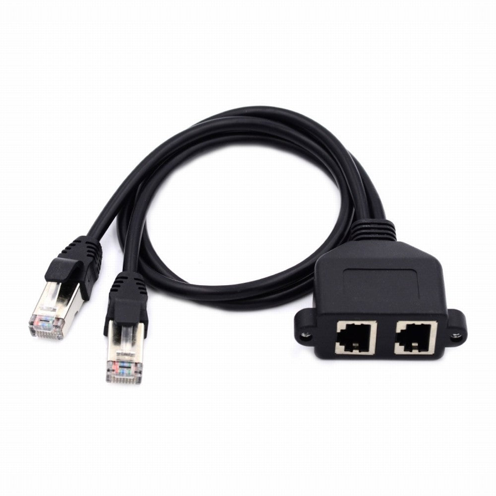 Dual Ports UTP Cat6 Male to Female Lan Ethernet Network Extension Cable 8P8C FTP STP with Panel Mount Holes UT-018