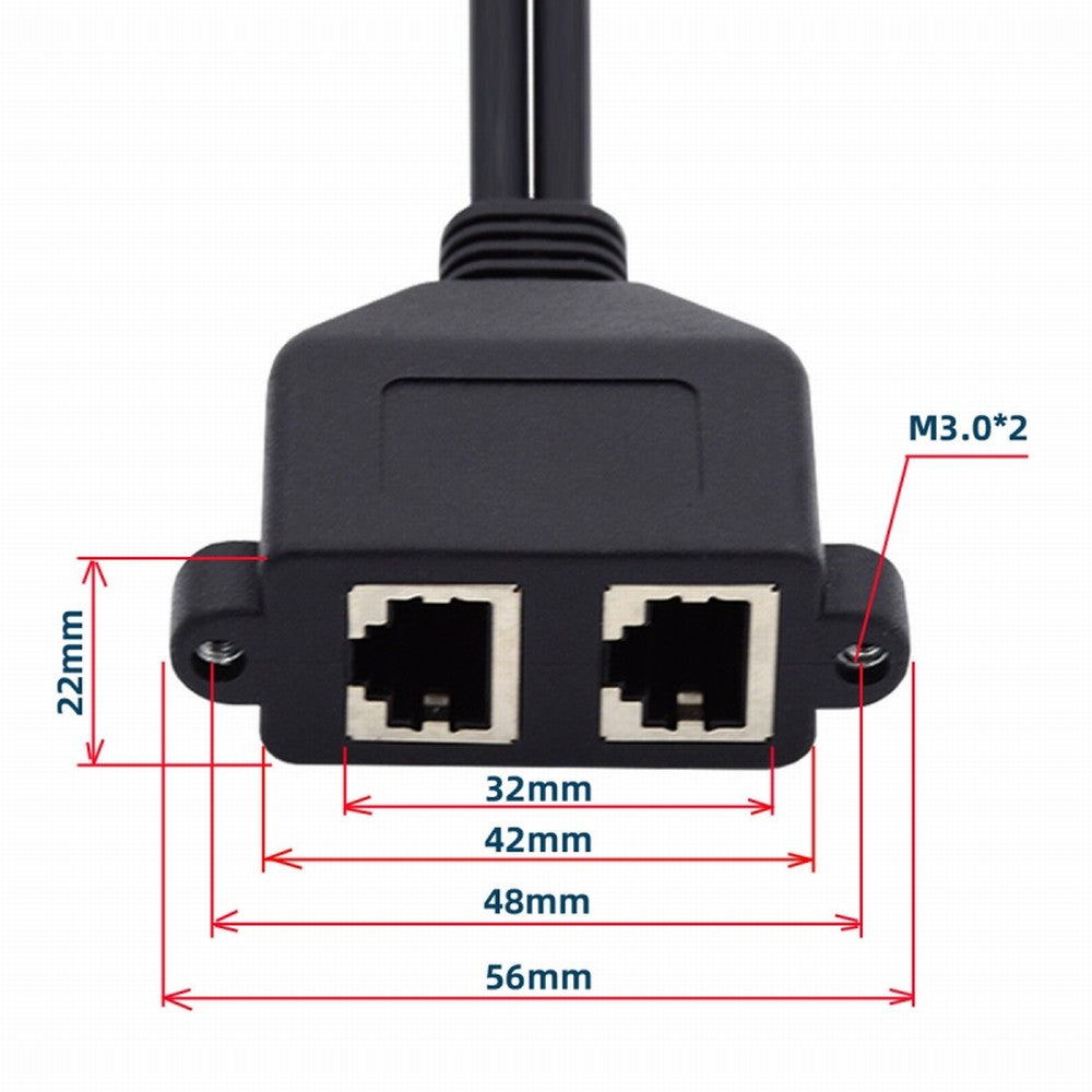 Dual Ports UTP Cat6 Male to Female Lan Ethernet Network Extension Cable 8P8C FTP STP with Panel Mount Holes UT-018