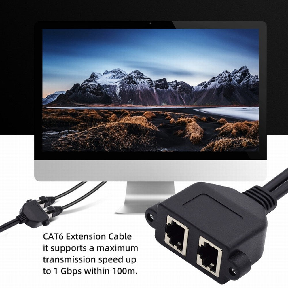 Dual Ports UTP Cat6 Male to Female Lan Ethernet Network Extension Cable 8P8C FTP STP with Panel Mount Holes UT-018